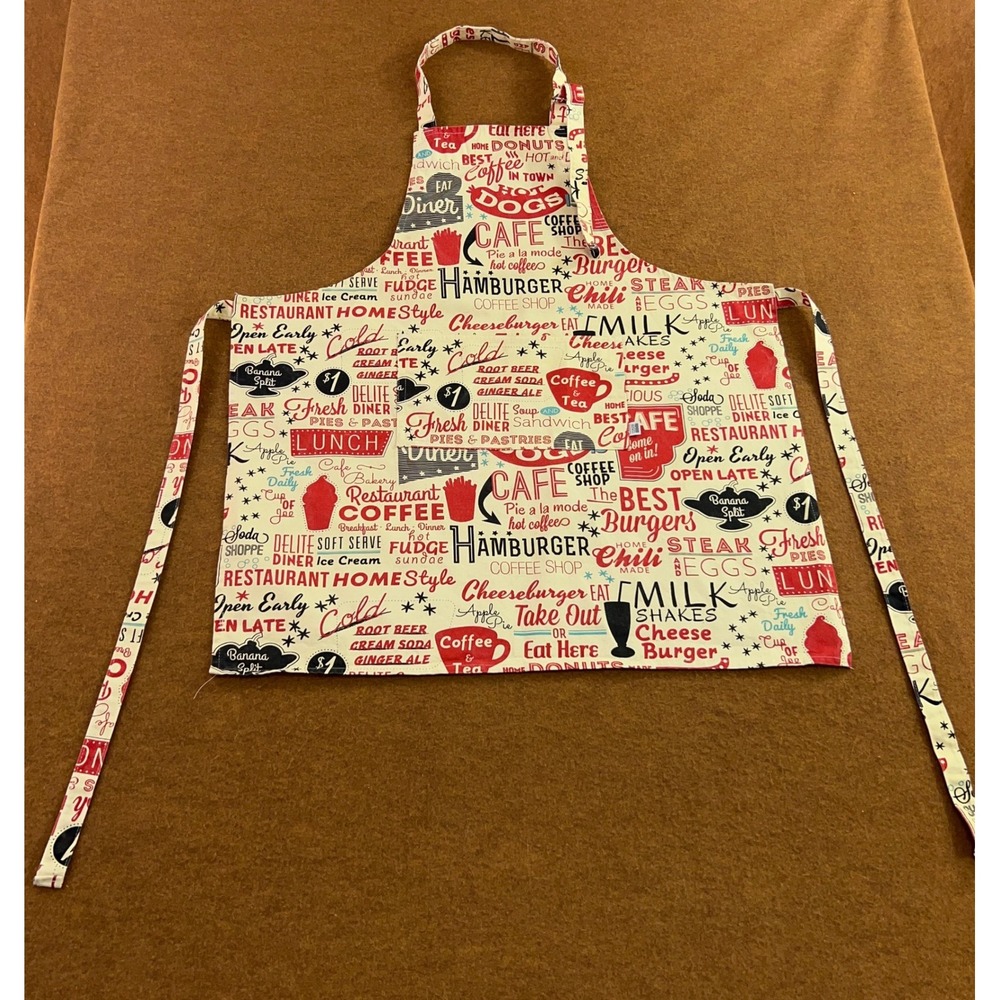 Now Designs Unisex OS Cream Retro Diner Cafe Print Cotton Kitchen Apron